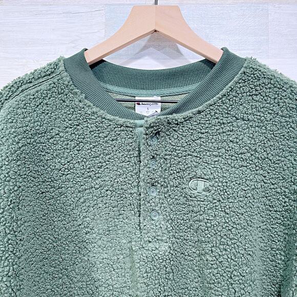 Champion UO Exclusive Teddy Fleece Sweatshirt Green Athleisure Mens Small - Picture 2 of 7